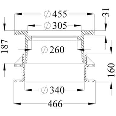 300 teleskop ram A4 BASIC lock Avlopp 300 TELESKOP RAM, A4 BASIC LOCK, ÖPPET SPETTHÅL OCH NYCKELHÅL, 2275/2276/2271