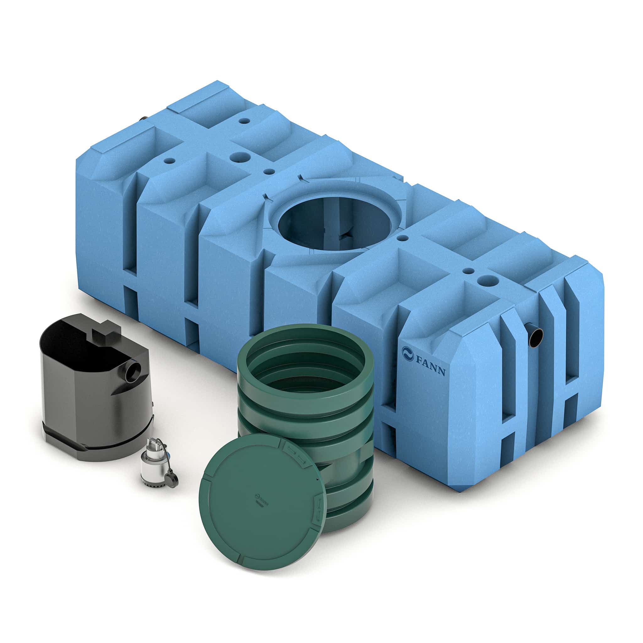 Fann Slamavskiljarepaket 2m³ 1-2 hushåll Slamavskiljarpaket för WC+BDT