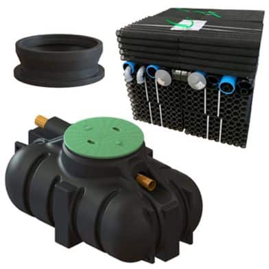 Votec slamavskiljare 1,2m3 med modulpaket BDT 1-2 hushåll VOTEC SLAMAVSKILJARE 1,2M³ MED INFILTRATIONSPAKET MODUL