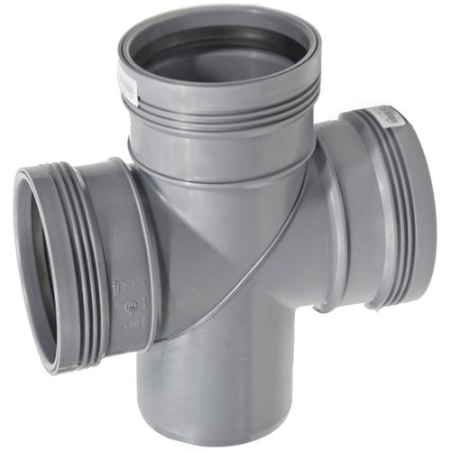 Dubbelgrenrör 88,5° Avlopp DUBBELGRENRÖR 110/110 MM X 88,5° 3MUFF, SVÄNGT GRÅ WAFIX