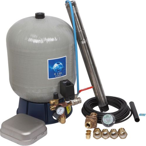 Komplett Grundfos SQE 3"-paket med glasfiberarmerad tank Komplett Grundfos SQE 3"-paket med glasfiberarmerad tank Vatten PUMPPAKET MED GRUNDFOS SQE2 1x230V