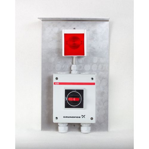 Larm och säkerhetsbrytare för 1 Autoadapt-pump Avlopp LARM OCH SÄKERHETSBRYTARE LARM OCH SÄKERHETSBRYTARE MED RÖD LAMPA GRUNDFOS
