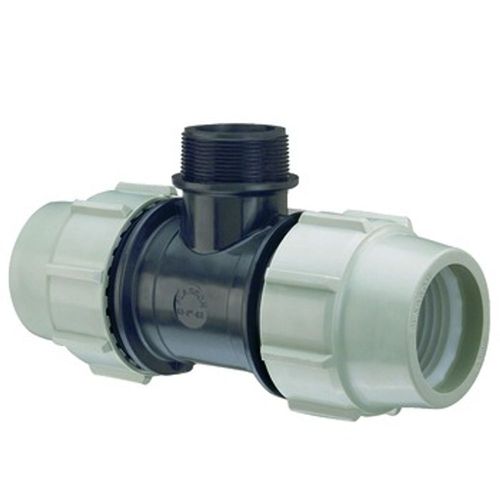 PLASSON T-RÖR 7840 D 40XR32X40 Vatten T-KOPPLING 40XR32 UTVÄNDIG GÄNGA TYP 7840 PP SVART/VIT