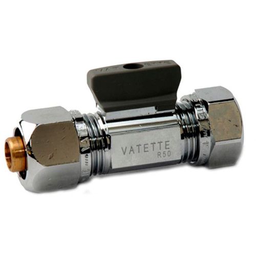 Vatette plast/koppar kulventil med vred rak 2130 Vatten KULVENTIL/ÖVERGÅNG RAK MED VRED KROM VATETTE