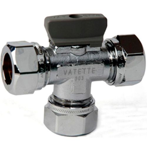 Vatette kulventil trevägs med vred Vatten Vatette kulventil trevägs Cu-kopplingar