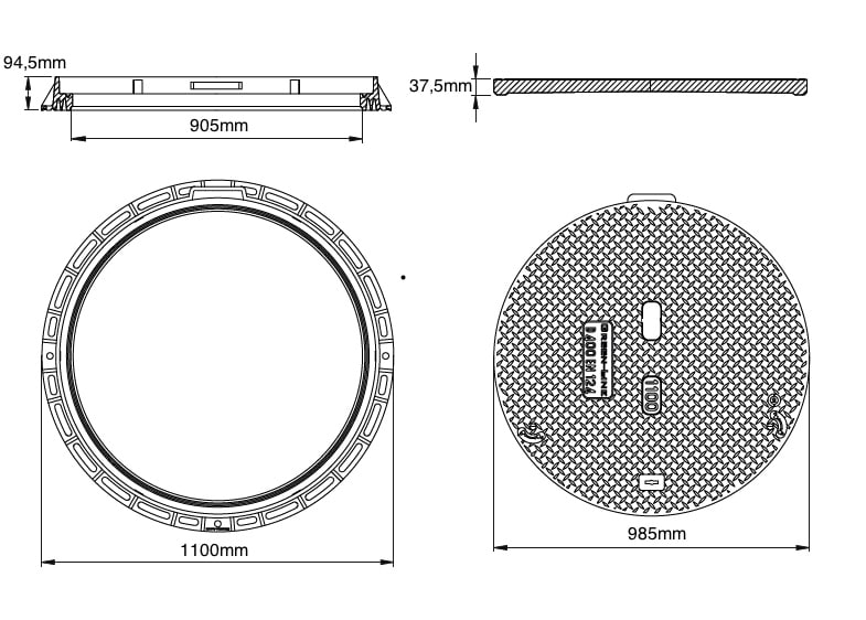 Lätt körbart Brunnslock 1000 Composite D400 Avlopp Lätt körbart Brunnslock 1000 Composite D400