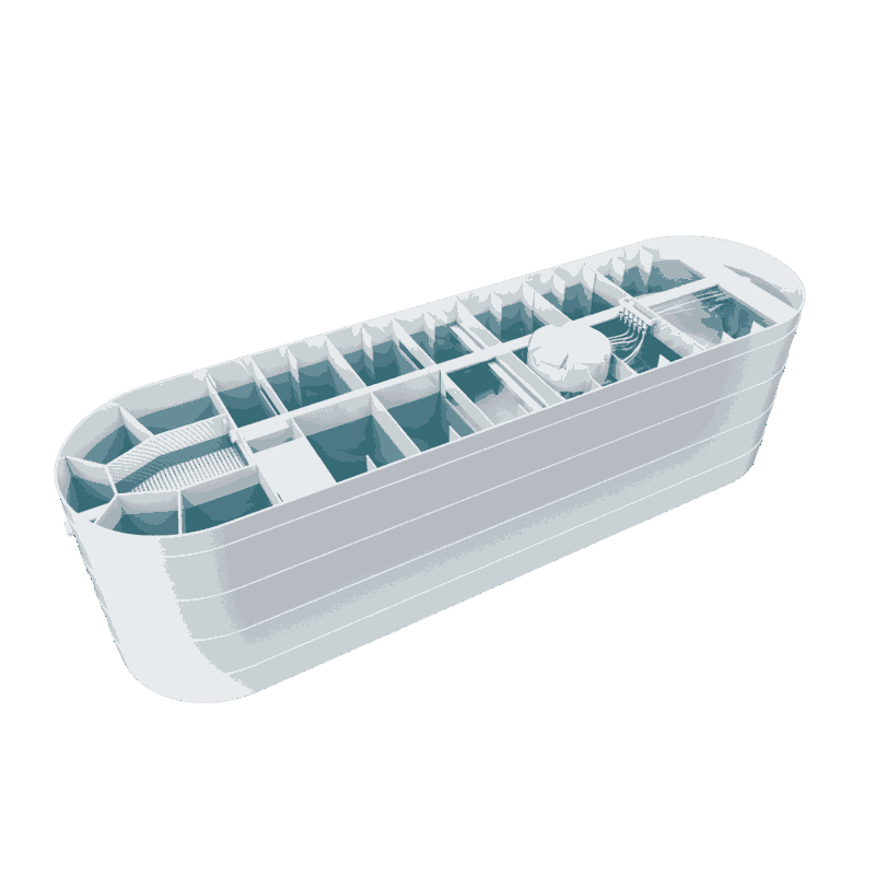 August AT50 Reningsverk inkl förstärkt förankringsplatta 5- hushåll August AT50 minireningsverk är anpassat för både permanent boende och fritidshus, och är dimensionerade för 40 personer