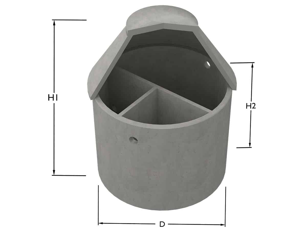 Tranåsbrunnen Slamavskiljare 2 m³ Tranåsbrunnen Slamavskiljare 2 m³ Avlopp Tranåsbrunnen Slamavskiljare 2 m³ välj mellan betonglock eller plastlock