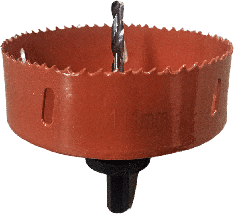 Hålsåg 111mm komplett med styrborr Avlopp Hålsåg 111mm komplett med styrborr