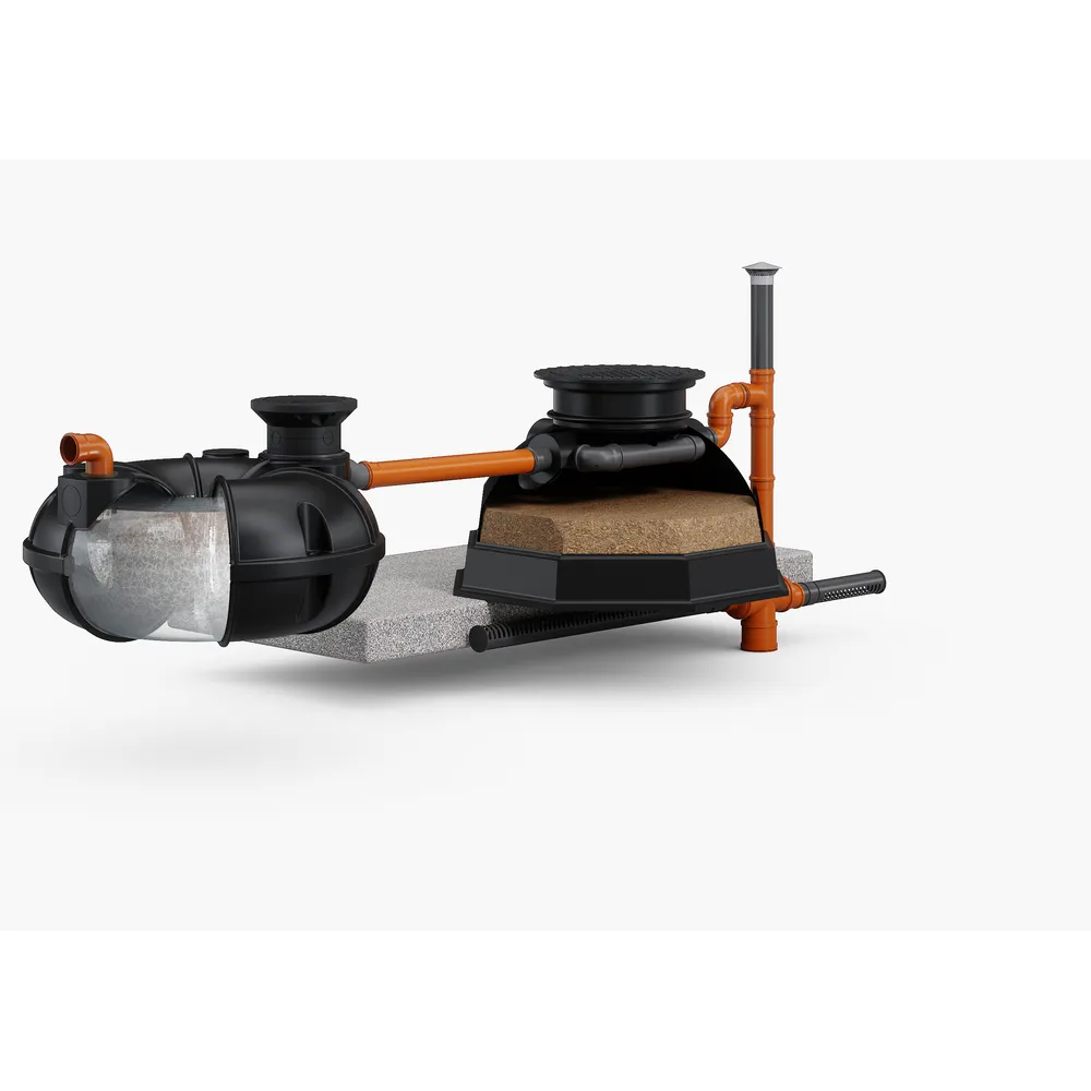 Slamavskiljare och kompakt kokosbädd (biofilter)