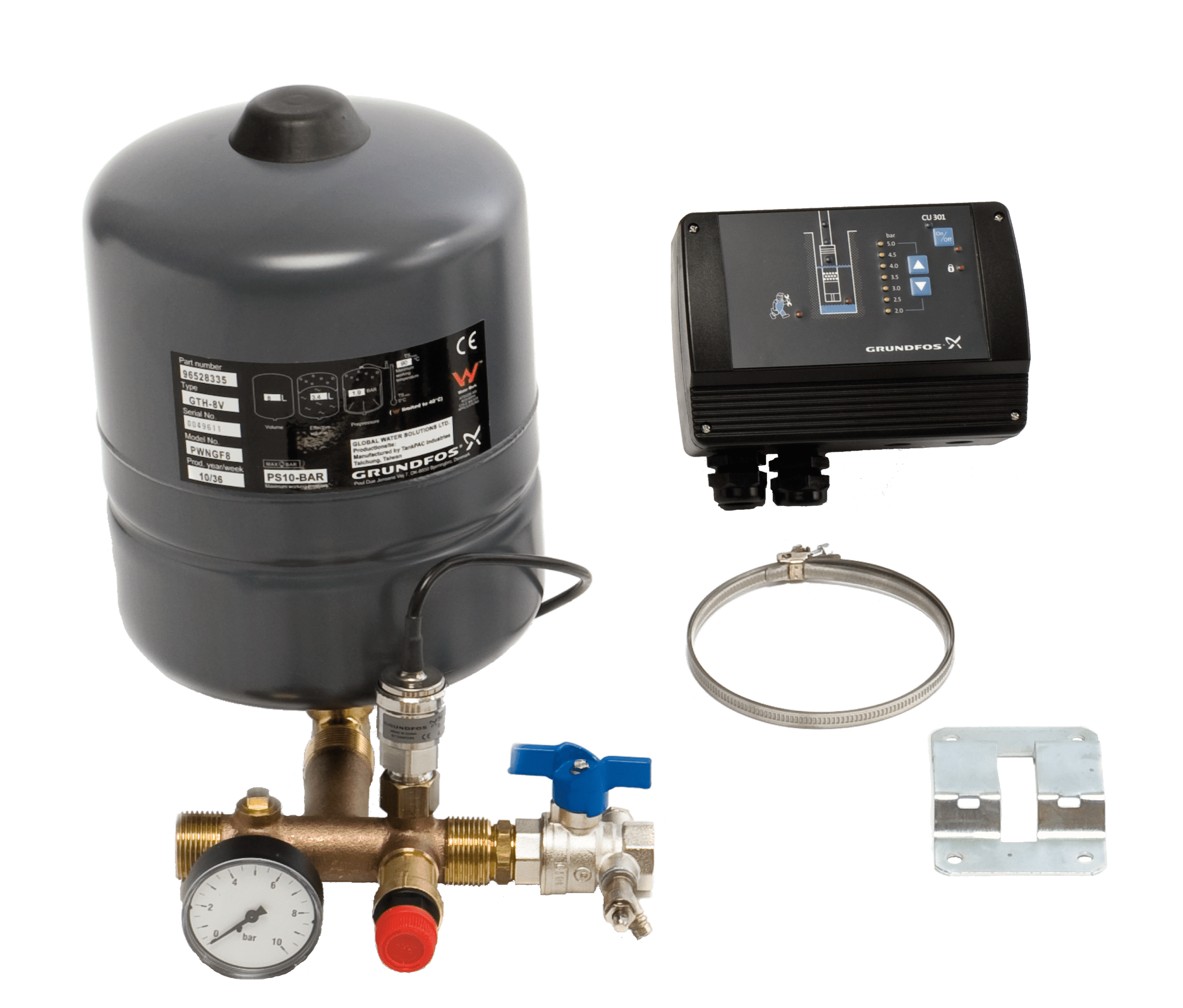 Grundfos Konstanttryckreglering till SQE - Komplett med väggfäste och rördelssats